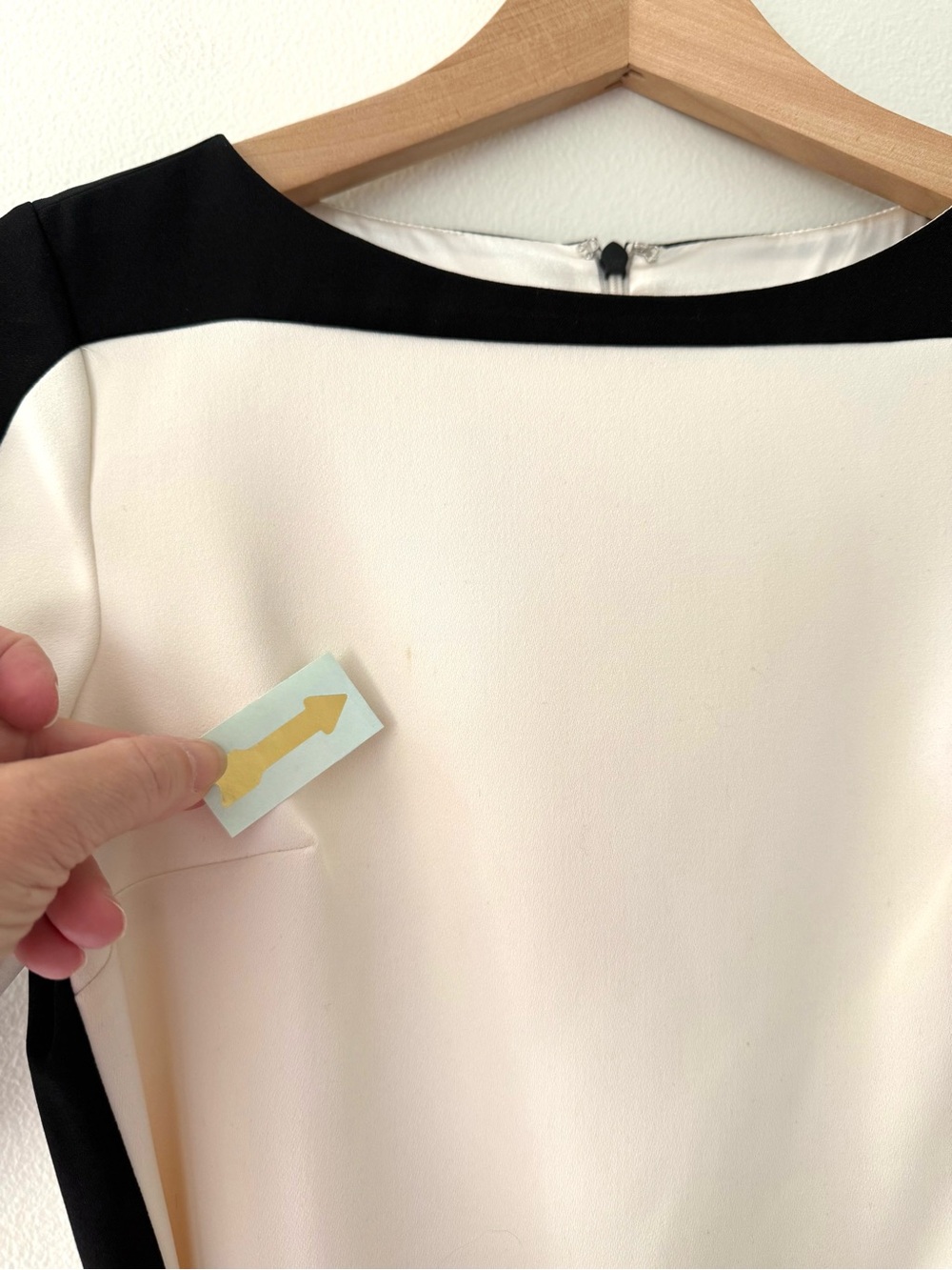 Ann Taylor Cream Black XXS 00P Colorblock Belted Shift Dress Work Office Career - Picture 9 of 13